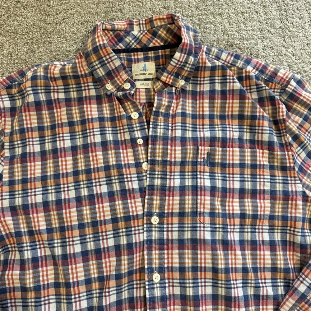 Johnny-O Hangin Out Mens Plaid Button Down Shirt Long Sleeve Cotton Medium - Picture 4 of 10